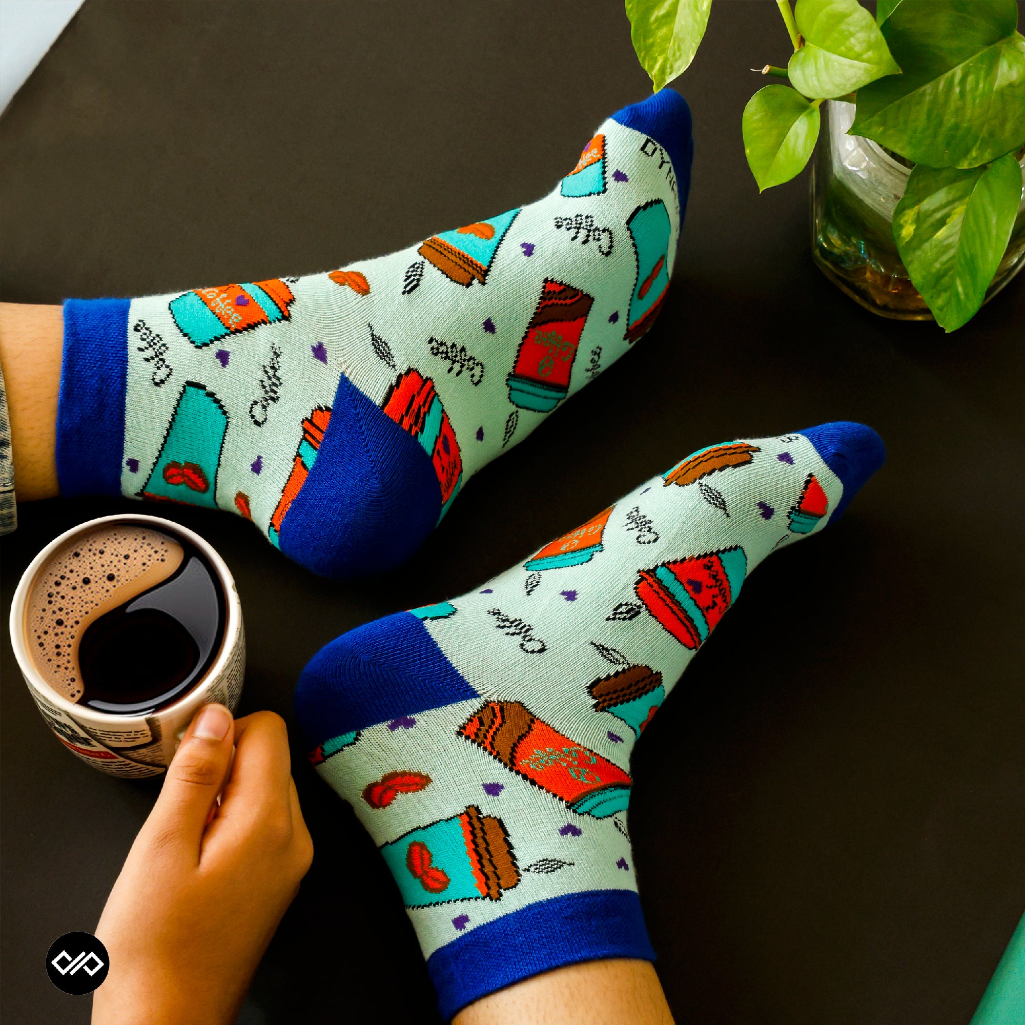 Dynamocks Coffee Cup Ankle Length Socks for Men and Women